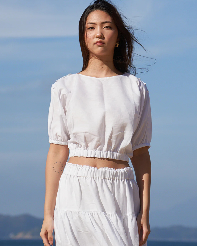 SOL - Summer Linen: Batwing Cropped Top