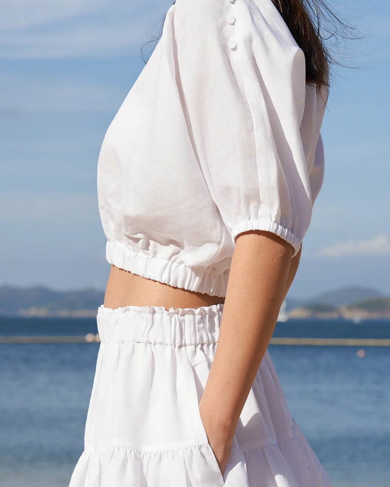 SOL - Summer Linen: Batwing Cropped Top