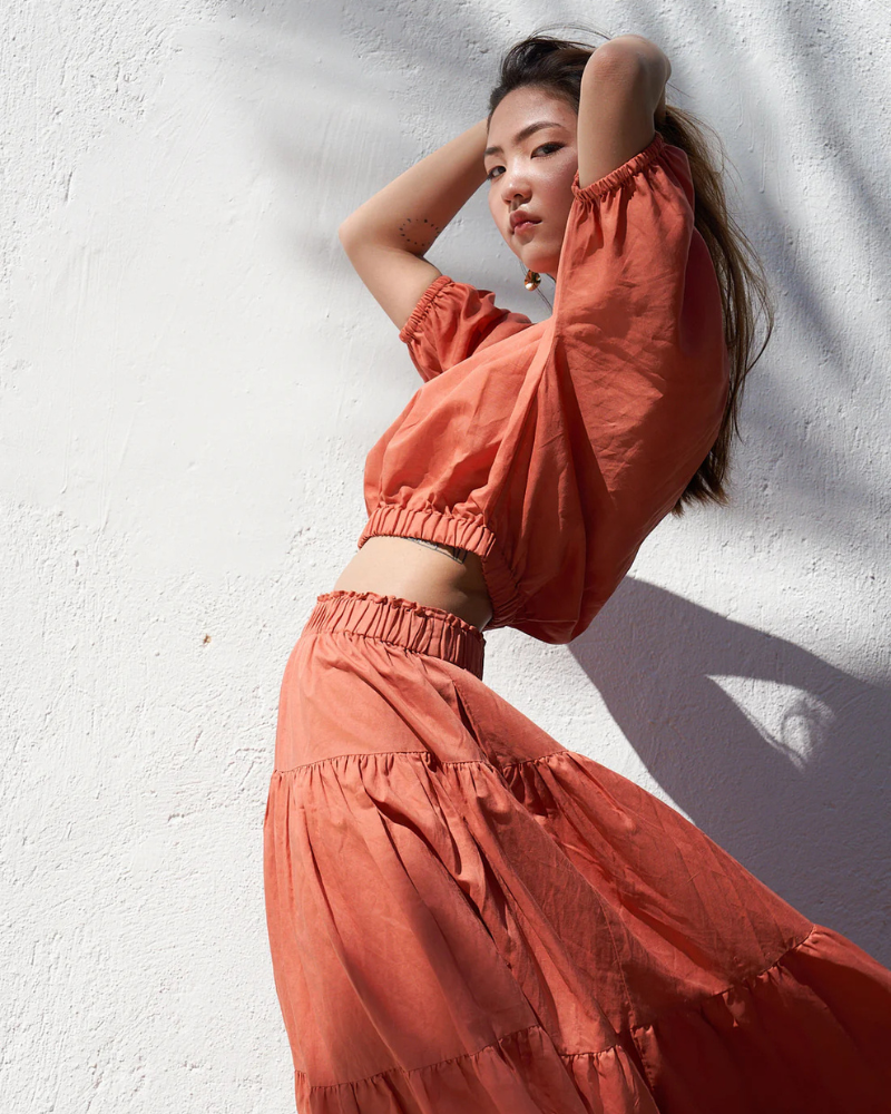 SOL - Summer Linen: Batwing Cropped Top