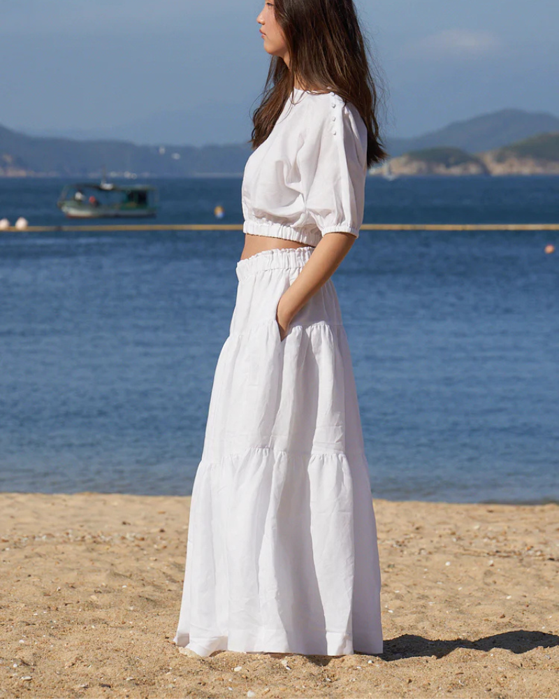 SOL - Summer Linen: High-Waisted Tiered Skirt