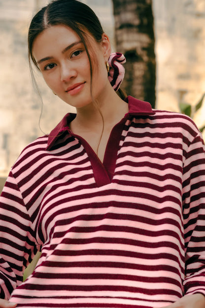 SOL - *STRIPED* Terry Polo Pullover